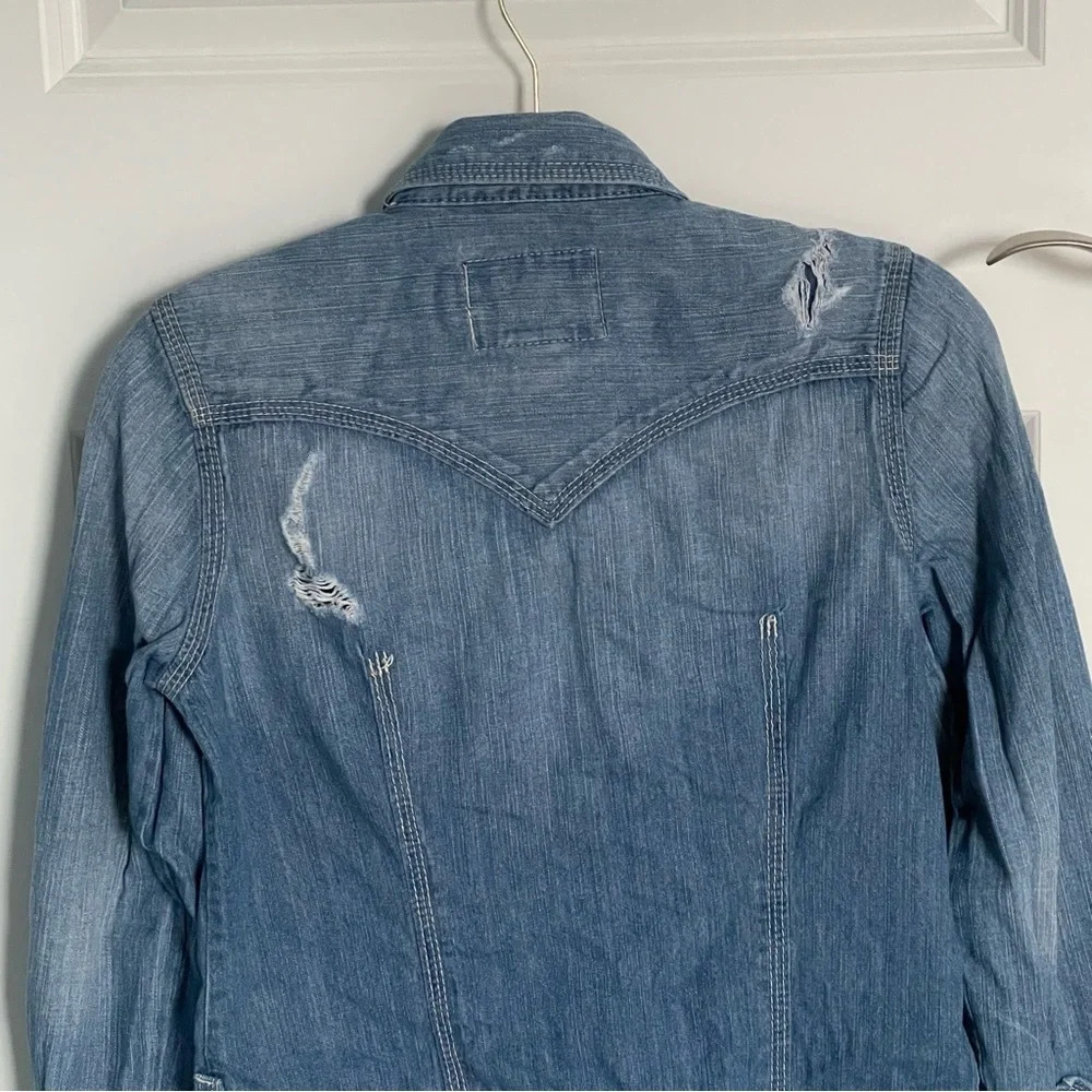 True Religion Rocky western denim chambray shirt Dress 29120 - Picture 8 of 14